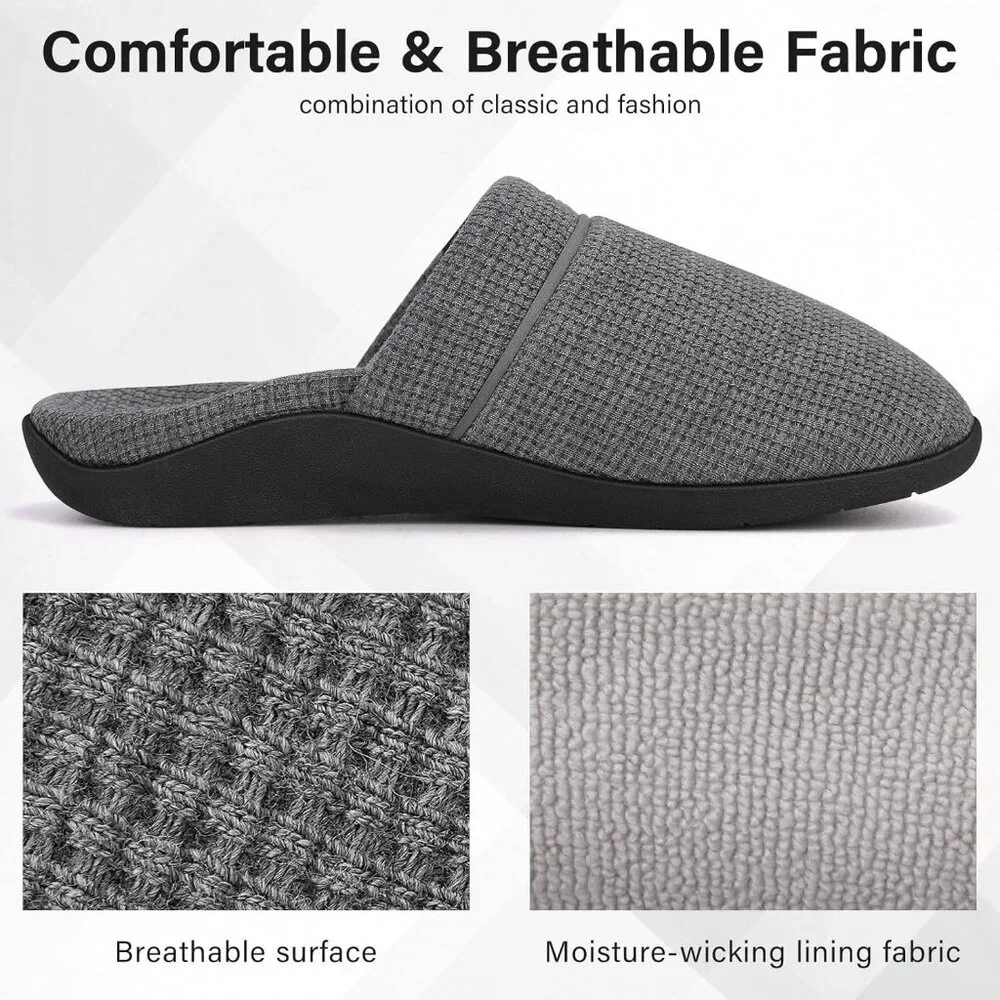 Women's Orthotic Closed Toe Non Slip Rubber Sole House Gray Slippers Shoes - Picture 4 of 6